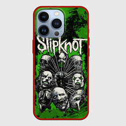 Чехол для iPhone 13 Pro Slipknot green abstract, цвет: 3D-красный