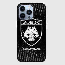 Чехол для iPhone 13 Pro AEK Athens с потертостями на темном фоне, цвет: 3D-черный