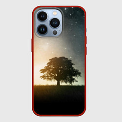 Чехол для iPhone 13 Pro Раскидистое дерево на фоне звёздного неба, цвет: 3D-красный