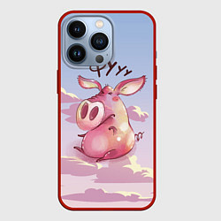 Чехол для iPhone 13 Pro Недовольная свинка - Фууу, цвет: 3D-красный