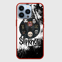 Чехол для iPhone 13 Pro Slipknot black and white, цвет: 3D-красный