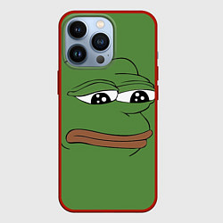 Чехол для iPhone 13 Pro Лягушонок Pepe грустит, цвет: 3D-красный