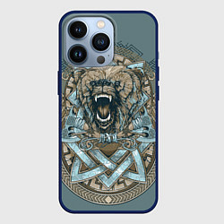 Чехол для iPhone 13 Pro Голова медведя-викинга, цвет: 3D-тёмно-синий