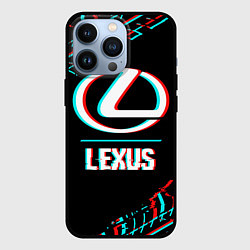 Чехол для iPhone 13 Pro Значок Lexus в стиле glitch на темном фоне, цвет: 3D-черный