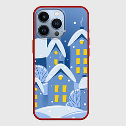 Чехол для iPhone 13 Pro Маленький новогодний городок, цвет: 3D-красный