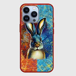 Чехол для iPhone 13 Pro Огненный новогодний кролик, цвет: 3D-красный