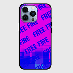 Чехол для iPhone 13 Pro Free Fire glitch text effect: паттерн, цвет: 3D-черный
