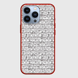 Чехол для iPhone 13 Pro Головы человечков скетч, цвет: 3D-красный