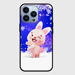 Чехол для iPhone 13 Pro Заяц и снежинки, цвет: 3D-черный