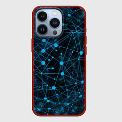 Чехол для iPhone 13 Pro Нейроны - всемирная паутина на черном фоне, цвет: 3D-красный