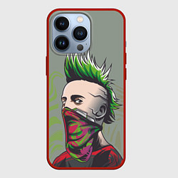 Чехол для iPhone 13 Pro Панк с зелеными волосами, цвет: 3D-красный
