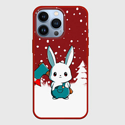 Чехол для iPhone 13 Pro Кролик лесоруб, цвет: 3D-красный