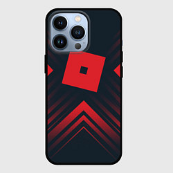 Чехол для iPhone 13 Pro Красный символ Roblox на темном фоне со стрелками, цвет: 3D-черный