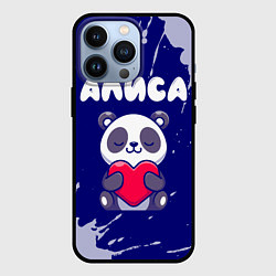 Чехол для iPhone 13 Pro Алиса панда с сердечком, цвет: 3D-черный
