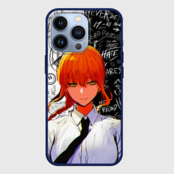 Чехол для iPhone 13 Pro Макима в костюме - Человек бензопила, цвет: 3D-тёмно-синий