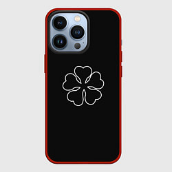 Чехол для iPhone 13 Pro Черный пятилистный клевер из аниме черный клевер -, цвет: 3D-красный