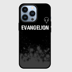 Чехол iPhone 13 Pro Evangelion glitch на темном фоне: символ сверху