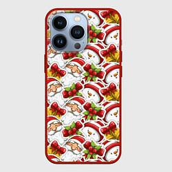 Чехол для iPhone 13 Pro Новогодний праздник, цвет: 3D-красный