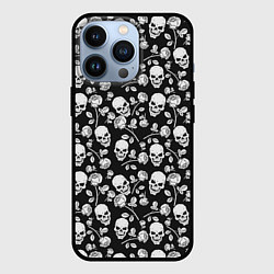 Чехол для iPhone 13 Pro Череп и розы с шипами, цвет: 3D-черный