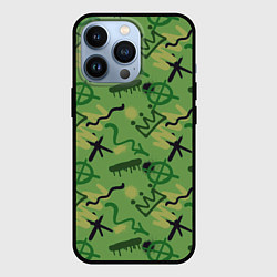 Чехол для iPhone 13 Pro Милитари граффити, цвет: 3D-черный