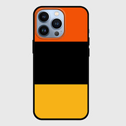 Чехол для iPhone 13 Pro Полосатый оранжевый с черной и белой полосой, цвет: 3D-черный