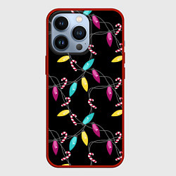 Чехол iPhone 13 Pro Новогодняя гирлянда черная