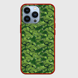 Чехол для iPhone 13 Pro Милитари перо двухцветное, цвет: 3D-красный