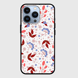 Чехол для iPhone 13 Pro Новогодние ягоды и снежинки, цвет: 3D-черный