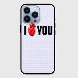 Чехол для iPhone 13 Pro I love you - сердце, цвет: 3D-черный
