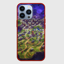 Чехол для iPhone 13 Pro Фортнайт карта, цвет: 3D-красный