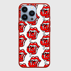 Чехол для iPhone 13 Pro Ахегао губы с языком в стиле поп арт, цвет: 3D-красный
