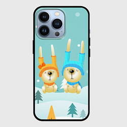 Чехол для iPhone 13 Pro Милые зайчики, цвет: 3D-черный