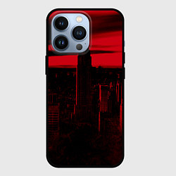 Чехол для iPhone 13 Pro Город в красном цвете, цвет: 3D-черный