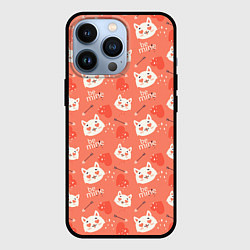 Чехол для iPhone 13 Pro Паттерн кот на персиковом фоне, цвет: 3D-черный