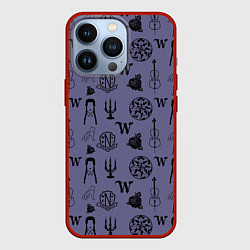 Чехол для iPhone 13 Pro Паттерн Уэнсдей, цвет: 3D-красный