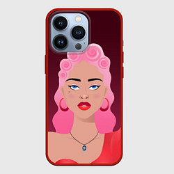 Чехол для iPhone 13 Pro Retro girl, цвет: 3D-красный