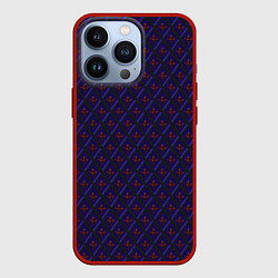 Чехол для iPhone 13 Pro Синие ромбы, цвет: 3D-красный