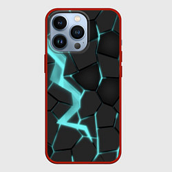 Чехол для iPhone 13 Pro Голубой неон, цвет: 3D-красный