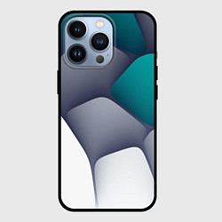 Чехол для iPhone 13 Pro Серо-бело-синий каменный паттерн, цвет: 3D-черный