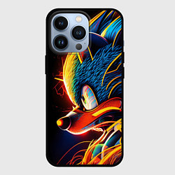 Чехол для iPhone 13 Pro Яркий неоновый соник, цвет: 3D-черный