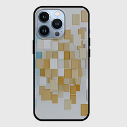 Чехол для iPhone 13 Pro Геометрические золотые, синие и белые кубы, цвет: 3D-черный