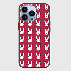 Чехол для iPhone 13 Pro Bunny Pattern red, цвет: 3D-красный