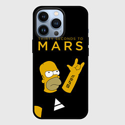 Чехол для iPhone 13 Pro 30 Seconds to Mars Гомер Симпсон рокер, цвет: 3D-черный