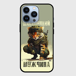 Чехол для iPhone 13 Pro Настоящий мужчина тигр, цвет: 3D-черный