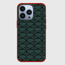 Чехол для iPhone 13 Pro Японский бирюзовый паттерн, цвет: 3D-красный