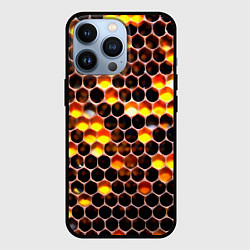 Чехол для iPhone 13 Pro Медовые пчелиные соты, цвет: 3D-черный