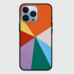 Чехол для iPhone 13 Pro Разноцветные пересекающиеся треугольники, цвет: 3D-черный