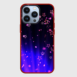 Чехол для iPhone 13 Pro Звездочки в неоновой подсветке, цвет: 3D-красный