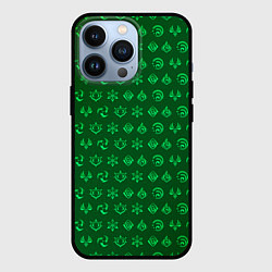 Чехол iPhone 13 Pro Паттерн элементали под дендро