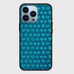 Чехол для iPhone 13 Pro Паттерн элементали под крио, цвет: 3D-черный